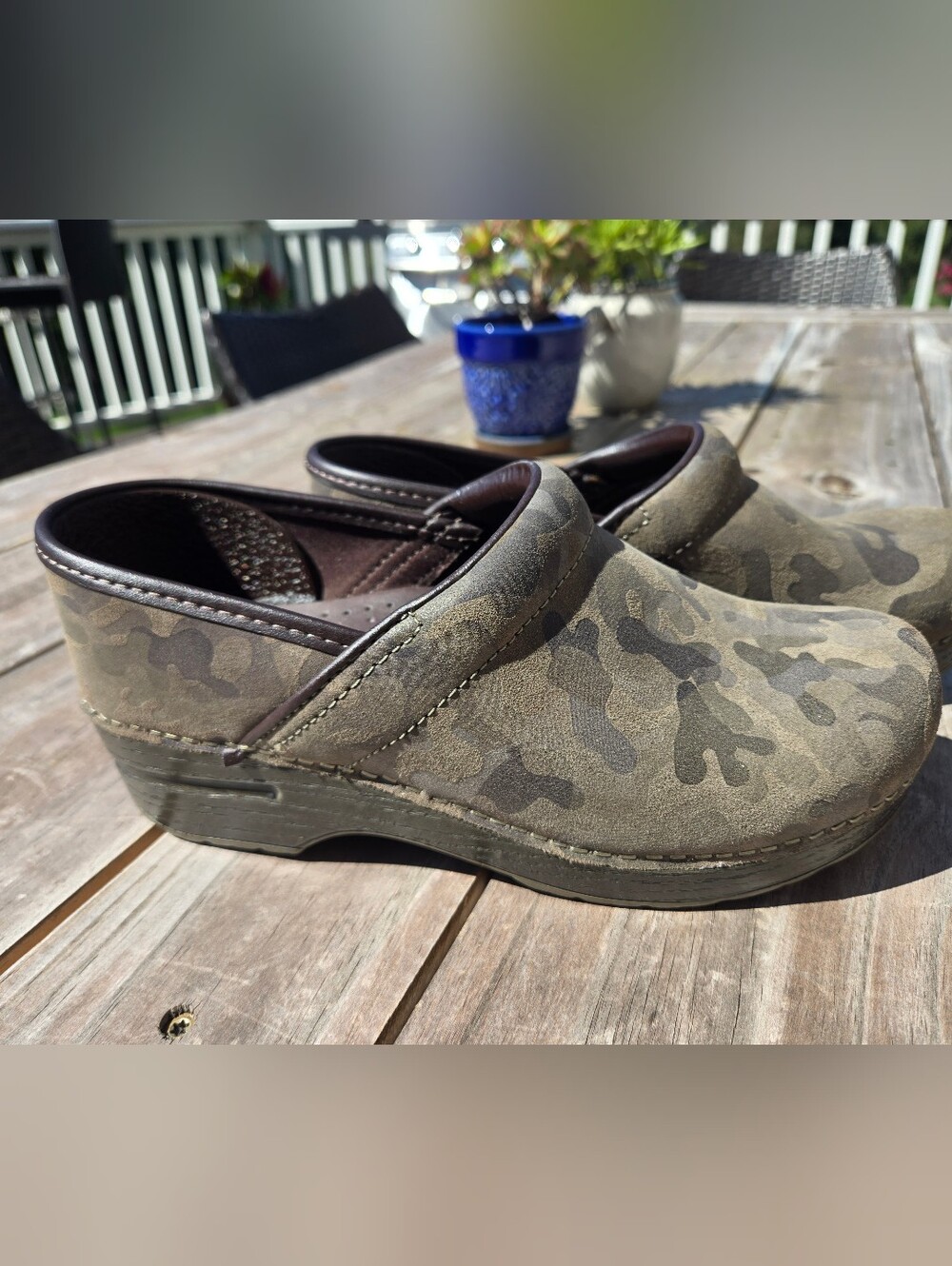 Women's Camo Slip-On Dansko Clogs - 38 Like New